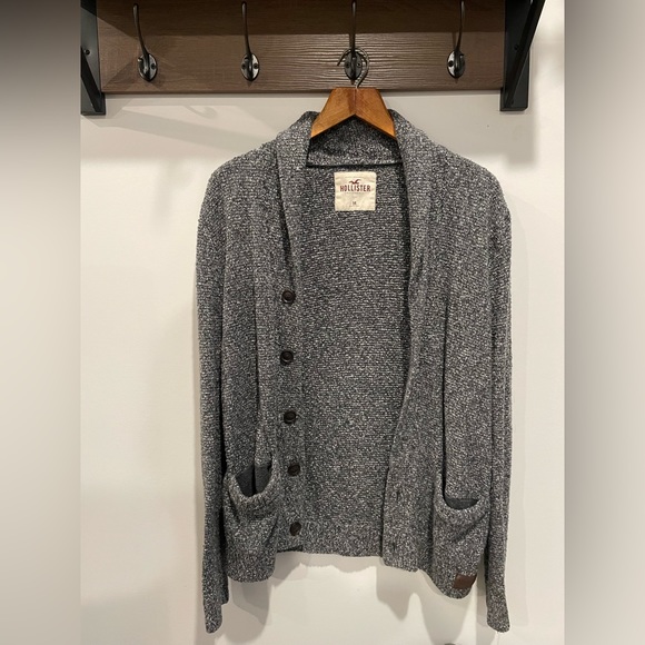 Hollister Mens Heather Gray Cardigan - Medium - Picture 1 of 4